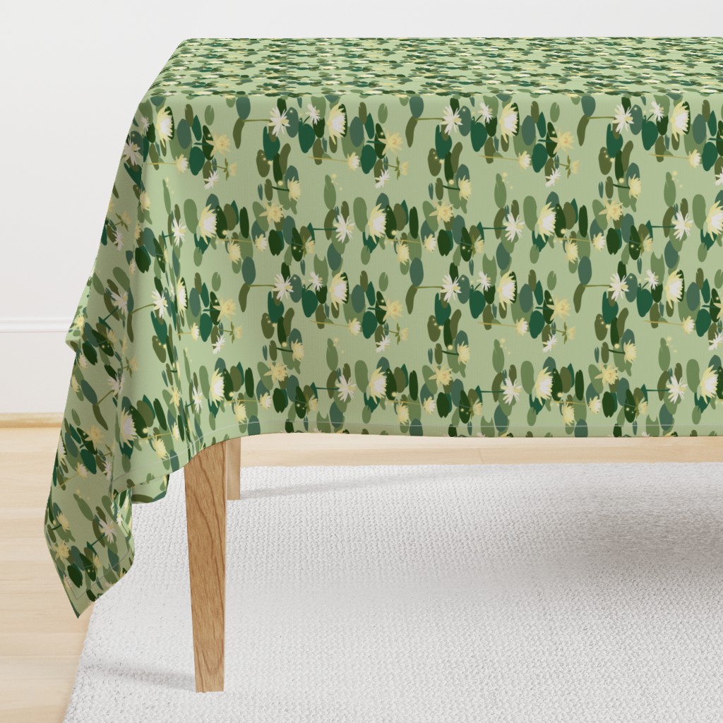 Tiana Waterlilies in Green // Beautiful floral repeat pattern by Zoe Charlotte