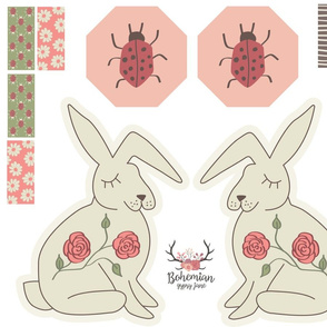 Octagon Ladybug Sensory Toy + Bunny Plushie - Cut & Sew - Woodland Fairytales Collection