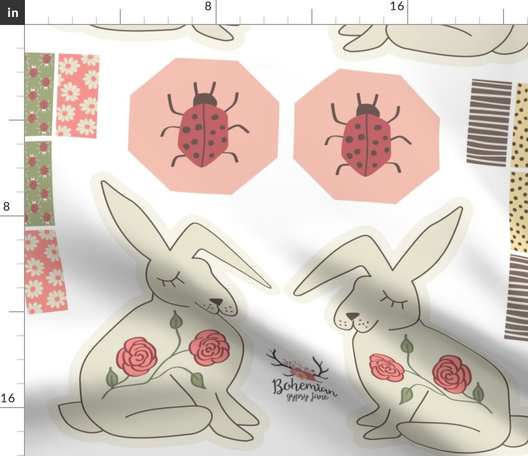 Octagon Ladybug Sensory Toy + Bunny Plushie - Cut & Sew - Woodland Fairytales Collection