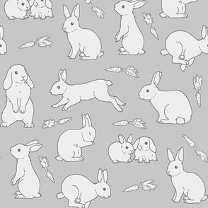 Rabbits - monochrome grey