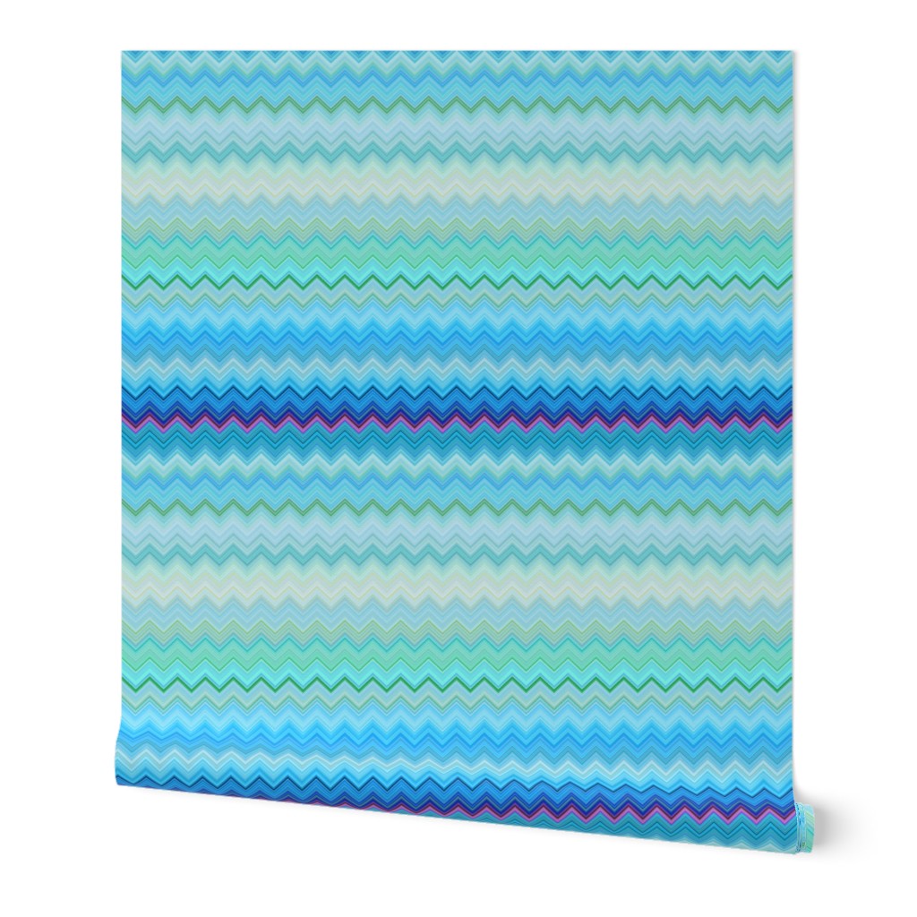 DREAM OF AN OCEAN BLUE SEA GARDEN CHEVRONS ZIG ZAG