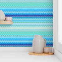 DREAM OF AN OCEAN BLUE SEA GARDEN CHEVRONS ZIG ZAG