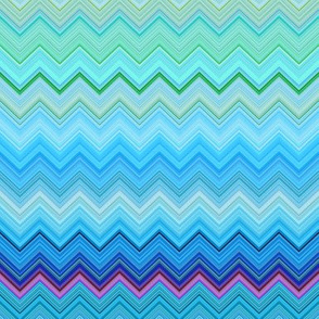 DREAM OF AN OCEAN BLUE SEA GARDEN CHEVRONS ZIG ZAG