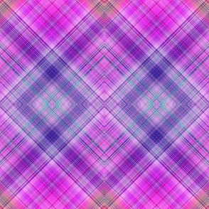 DREAM OF AN OCEAN HAPPY PINK SEA GARDEN DIAGONAL LOZENGE PLAID