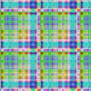 GRUNGE PLAID 1 Blue Green Yellow