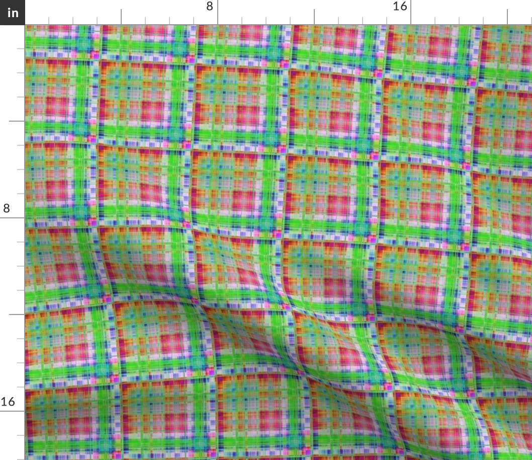 GRUNGE PLAID 2 summer spring Green Red Pink