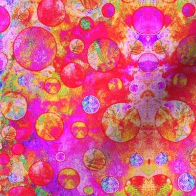 CRAZY MOON BALLOONS BUBBLES GEOMETRY PSYCHEDELIC PINK AND YELLOW