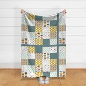 Tribal Deer Patchwork Quilt Blue