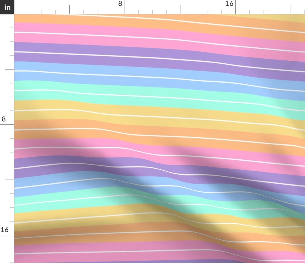 Large Retro Beach Stripes - Pastel Rainbow