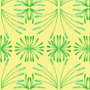 Lush and Leafy Tropical - Green on Buttery Yellow
