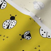 Lovely little Scandinavian style lady bugs cute insects for summer kids fabric mustard yellow