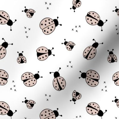 Lovely little Scandinavian style lady bugs cute insects for summer kids fabric beige gender neutral