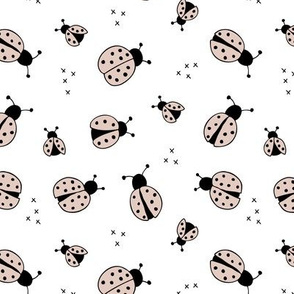 Lovely little Scandinavian style lady bugs cute insects for summer kids fabric beige gender neutral