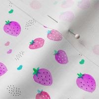 Strawberry pink watercolors colorful summer fruit 