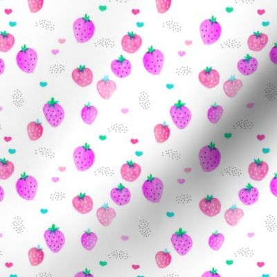 Strawberry pink watercolors colorful summer fruit 