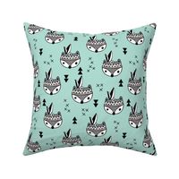 Cool geometric Scandinavian winter style indian summer animals little baby fox mint