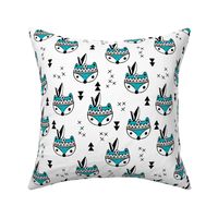 Cool geometric Scandinavian winter style indian summer animals little baby fox blue white