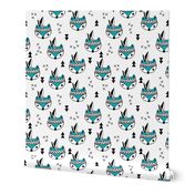 Cool geometric Scandinavian winter style indian summer animals little baby fox blue white