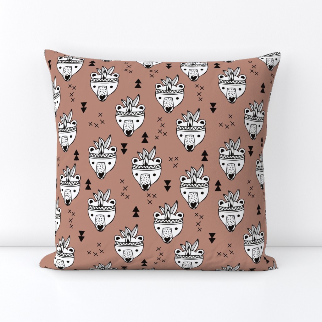 Cool geometric Scandinavian winter style indian summer animals little baby grizzly bear brown