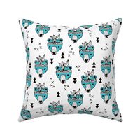 Cool geometric Scandinavian winter style indian summer animals little baby grizzly bear blue white