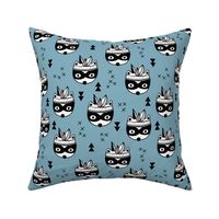 Cool geometric Scandinavian winter style indian summer animals little baby panda raccoon skunk blue