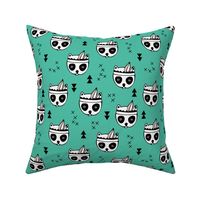 Cool geometric Scandinavian winter style indian summer animals little baby panda green