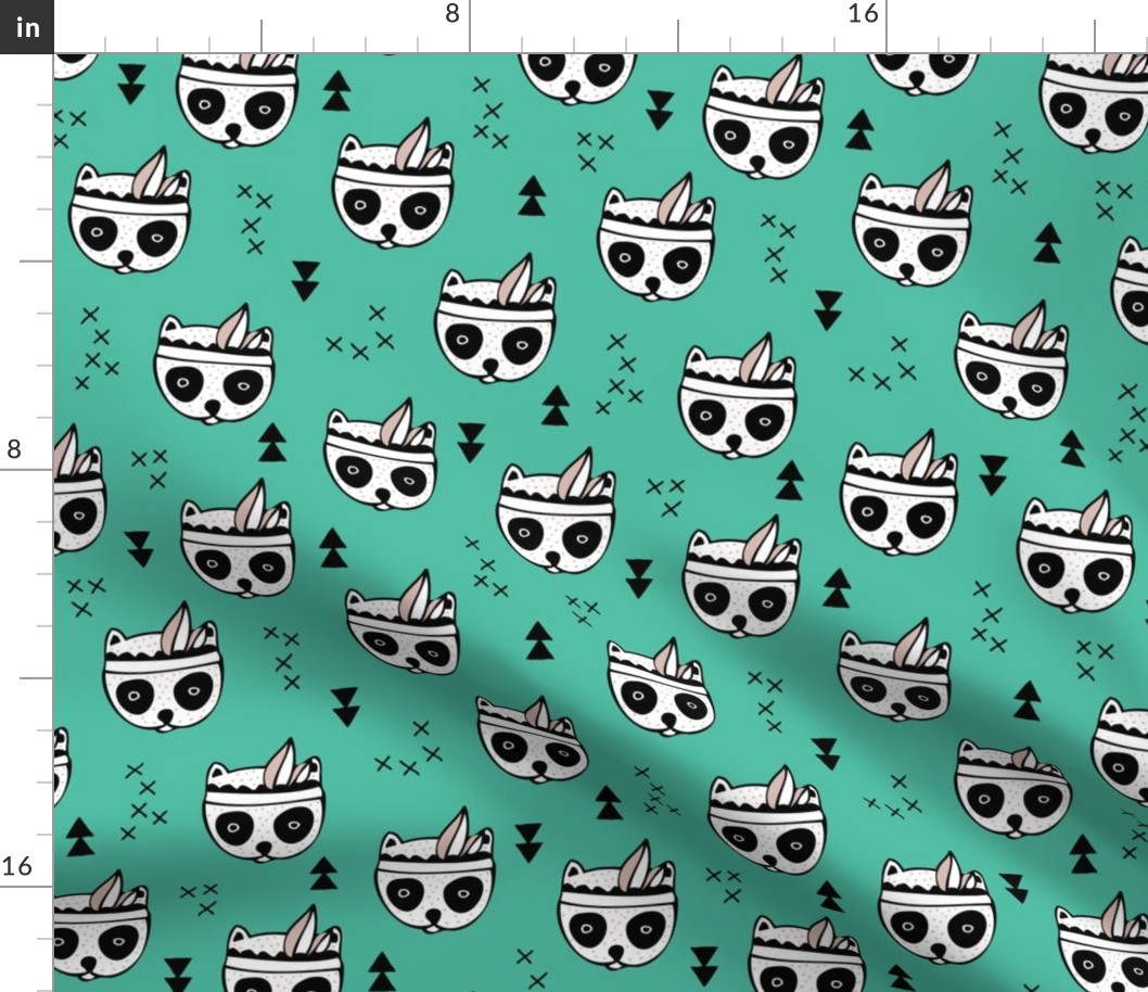 Cool geometric Scandinavian winter style indian summer animals little baby panda green