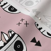 Cool geometric Scandinavian winter style indian summer animals little baby panda blush pink