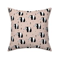 Origami animals cute panda geometric triangle and scandinavian style print black and white beige