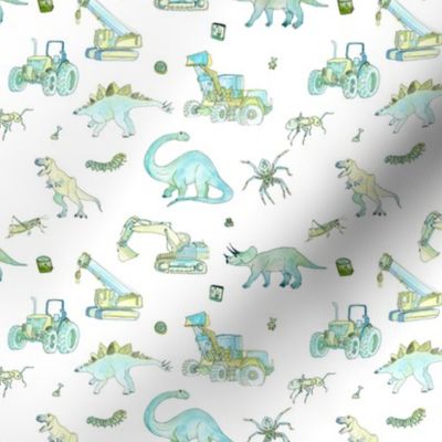 Boys Pattern Small Repeat White Background