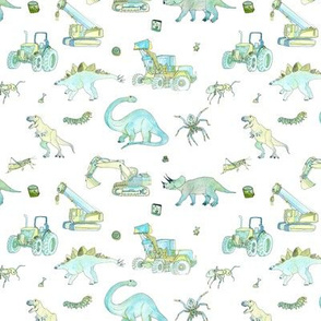 Boys Pattern Small Repeat White Background