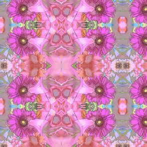 Pink Pastel Art Nouveau Daisies