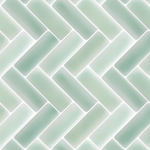 Mint Herringbone Tile Backsplash