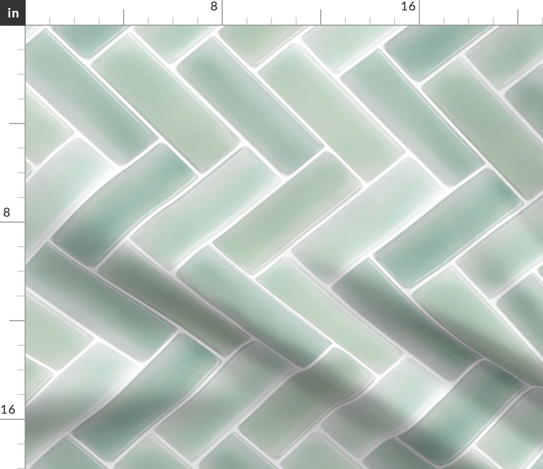 Mint Herringbone Tile Backsplash