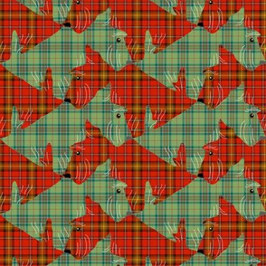 Tessellating Christmas Plaid Scottish Terriers