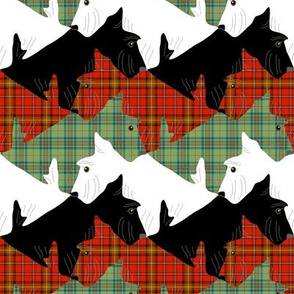 Tessellating Christmas Plaid Scottish Terriers 2