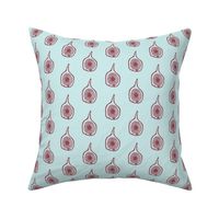 Burgundy figs on pale blue