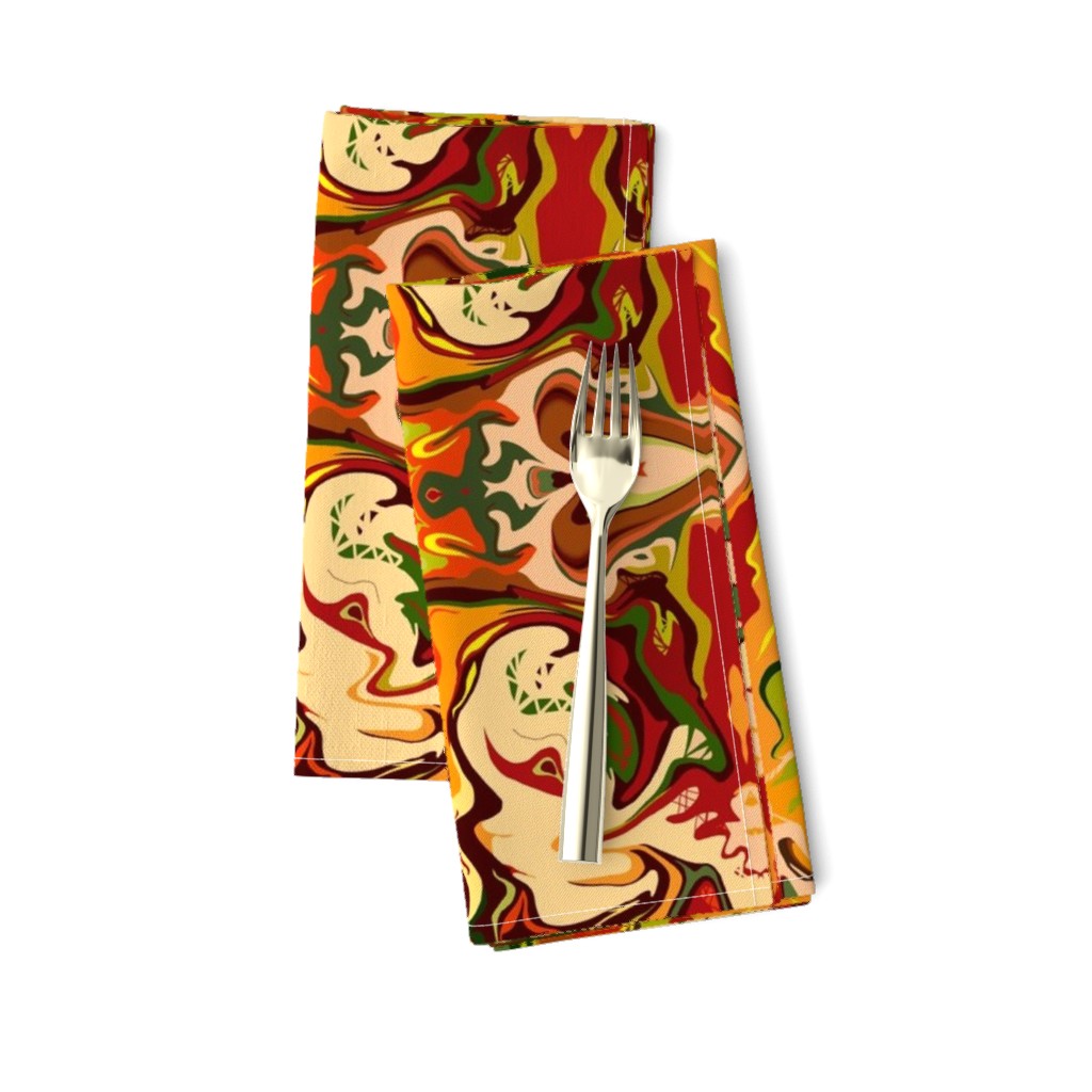 BN11 -  LG - Marbled Mystery Tapestry in Orange - Yellow - Browns - Rust - Beige - Greens