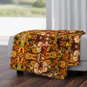 BN11 -  LG - Marbled Mystery Tapestry in Orange - Yellow - Browns - Rust - Beige - Greens