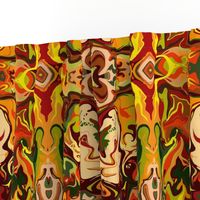 BN11 -  LG - Marbled Mystery Tapestry in Orange - Yellow - Browns - Rust - Beige - Greens