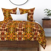 BN11 -  LG - Marbled Mystery Tapestry in Orange - Yellow - Browns - Rust - Beige - Greens