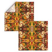 BN11 -  LG - Marbled Mystery Tapestry in Orange - Yellow - Browns - Rust - Beige - Greens