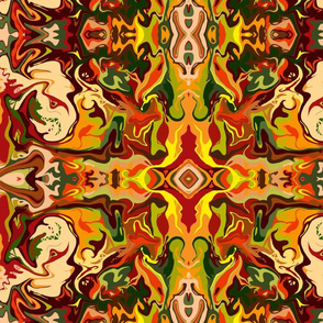 BN11 -  LG - Marbled Mystery Tapestry in Orange - Yellow - Browns - Rust - Beige - Greens