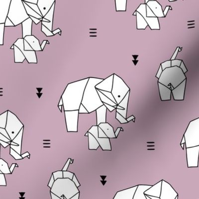 Geometric elephants origami paper art safari theme mother and baby lilac pastel girls