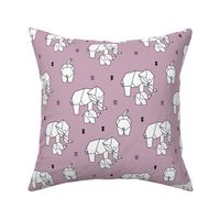 Geometric elephants origami paper art safari theme mother and baby lilac pastel girls