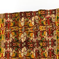 BN11-SM -  Marbled Mystery Tapestry in Orange - Rusty Brown - Green - Yellow 