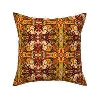 BN11-SM -  Marbled Mystery Tapestry in Orange - Rusty Brown - Green - Yellow 