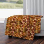 BN11-SM -  Marbled Mystery Tapestry in Orange - Rusty Brown - Green - Yellow 