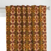 BN11-SM -  Marbled Mystery Tapestry in Orange - Rusty Brown - Green - Yellow 