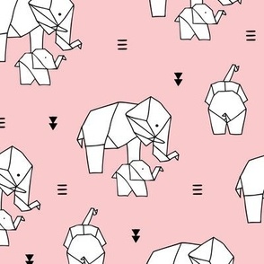Geometric elephants origami paper art safari theme mother and baby girls baby pastel pink